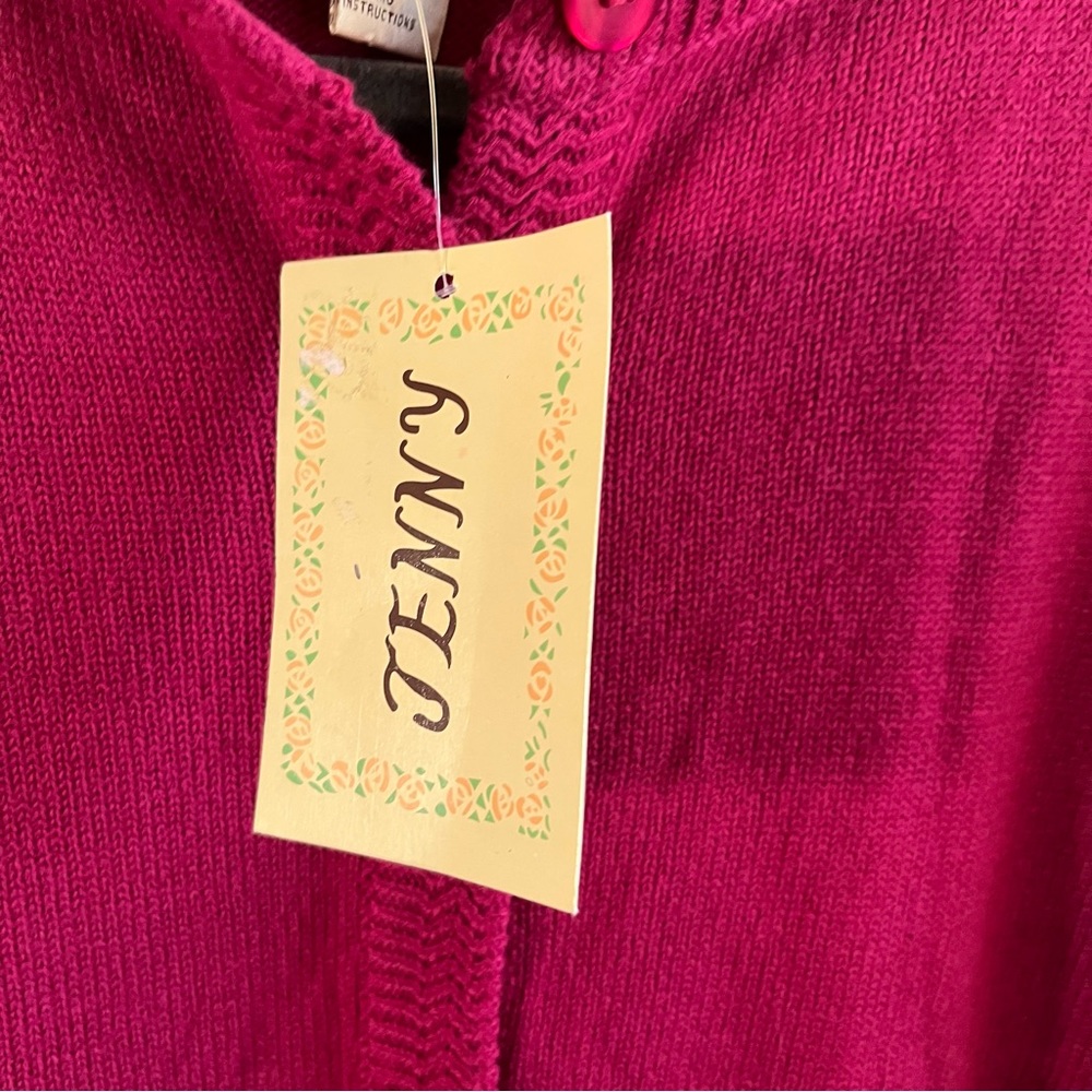 Vintage Jenny Cardigan Hot Pink Knit Button Front Sweater Sz SP NWT Old Stock - Picture 6 of 11